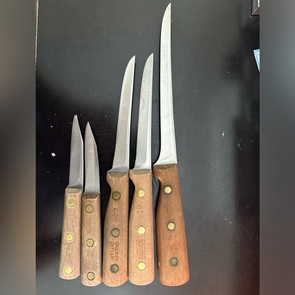 Vintage Chicago Cutlery Knives Walnut Handles